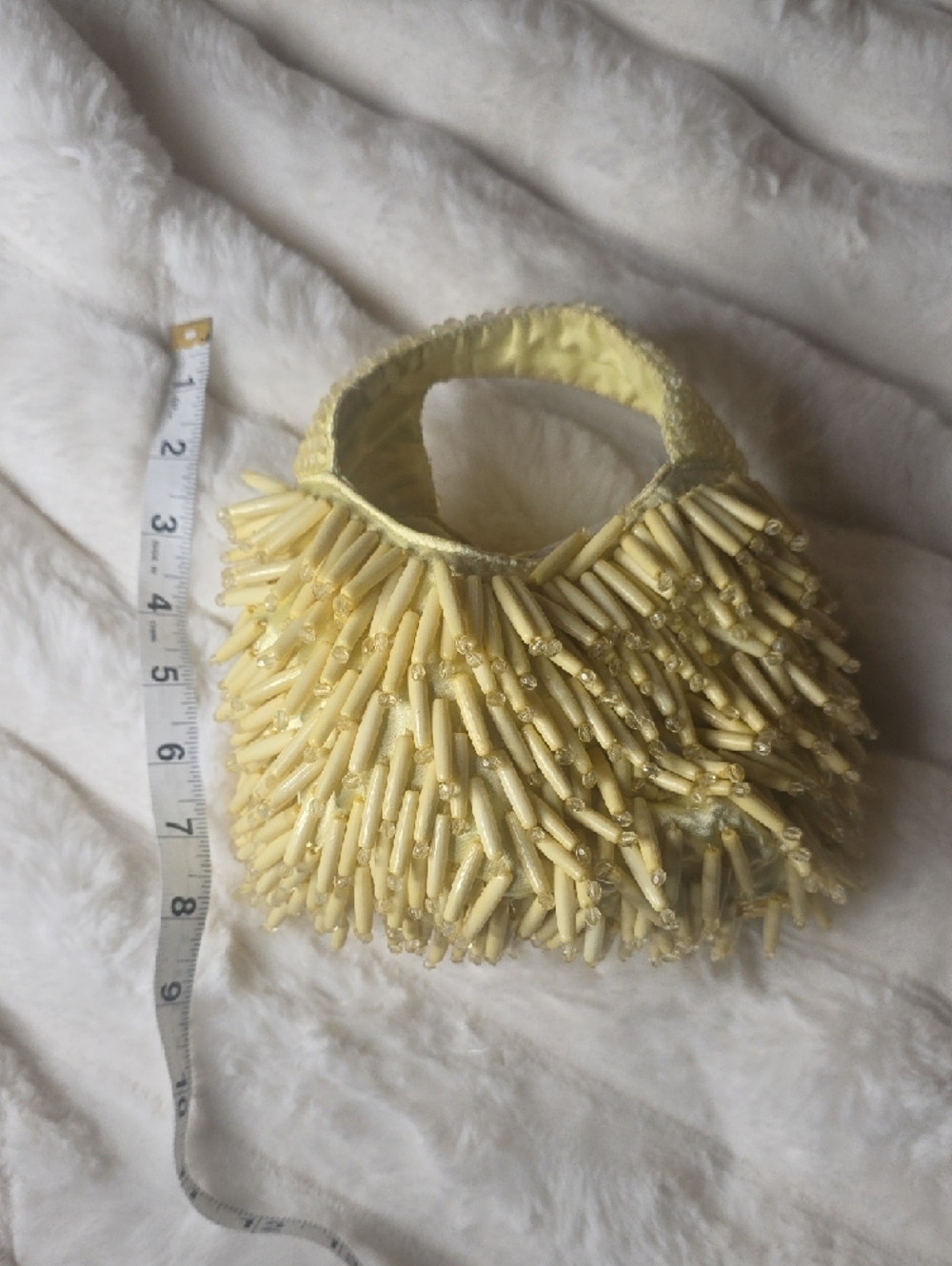 Viral TJ Maxx Beaded Yellow Mini Handbag with Fringe Handle - Picture 4 of 5